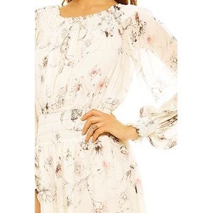 Marchesa Voyage silk off the shoulder dress.